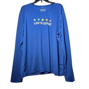 Life is Good Womens Blue Long Sleeve Active Top Size XXL Rash Guard Outdoor Star
